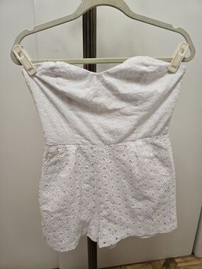 Strapless White Eyelet Romper